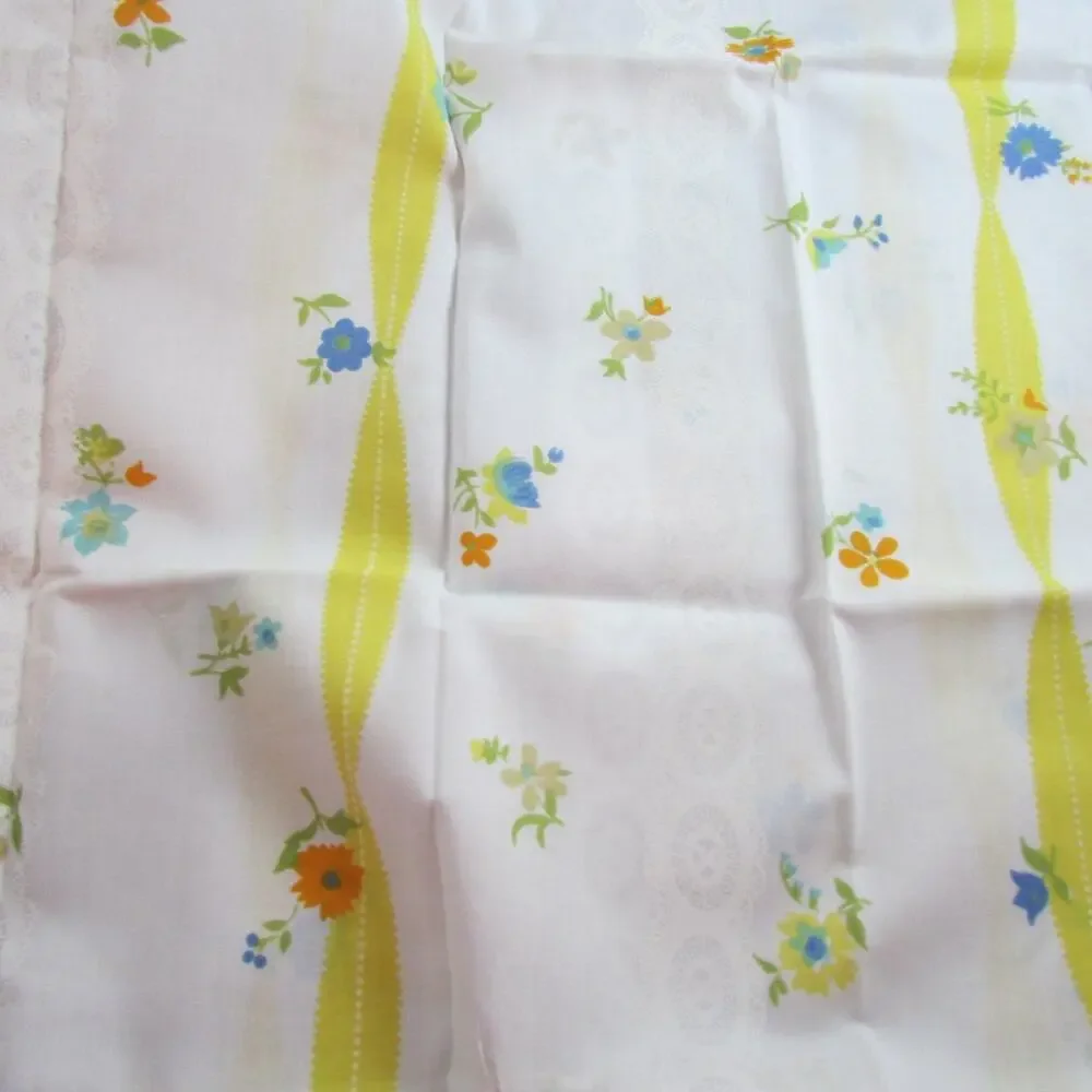 Floral Ribbon Print Double Bed Flat Sheets Pillowcases USA Morgan Jones Vintage